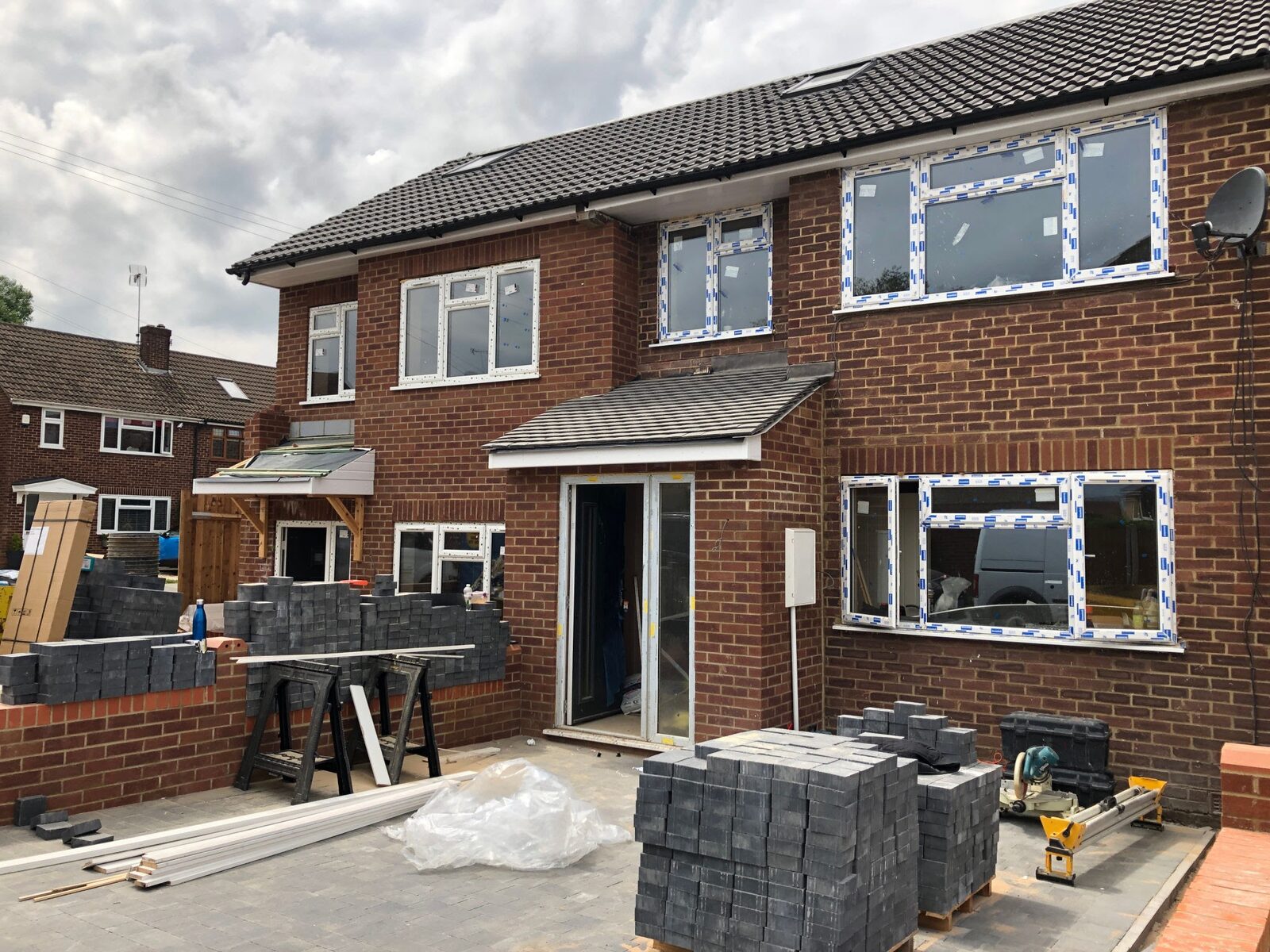 Brick-built domestic extension and alteration work in progress in Stourbridge